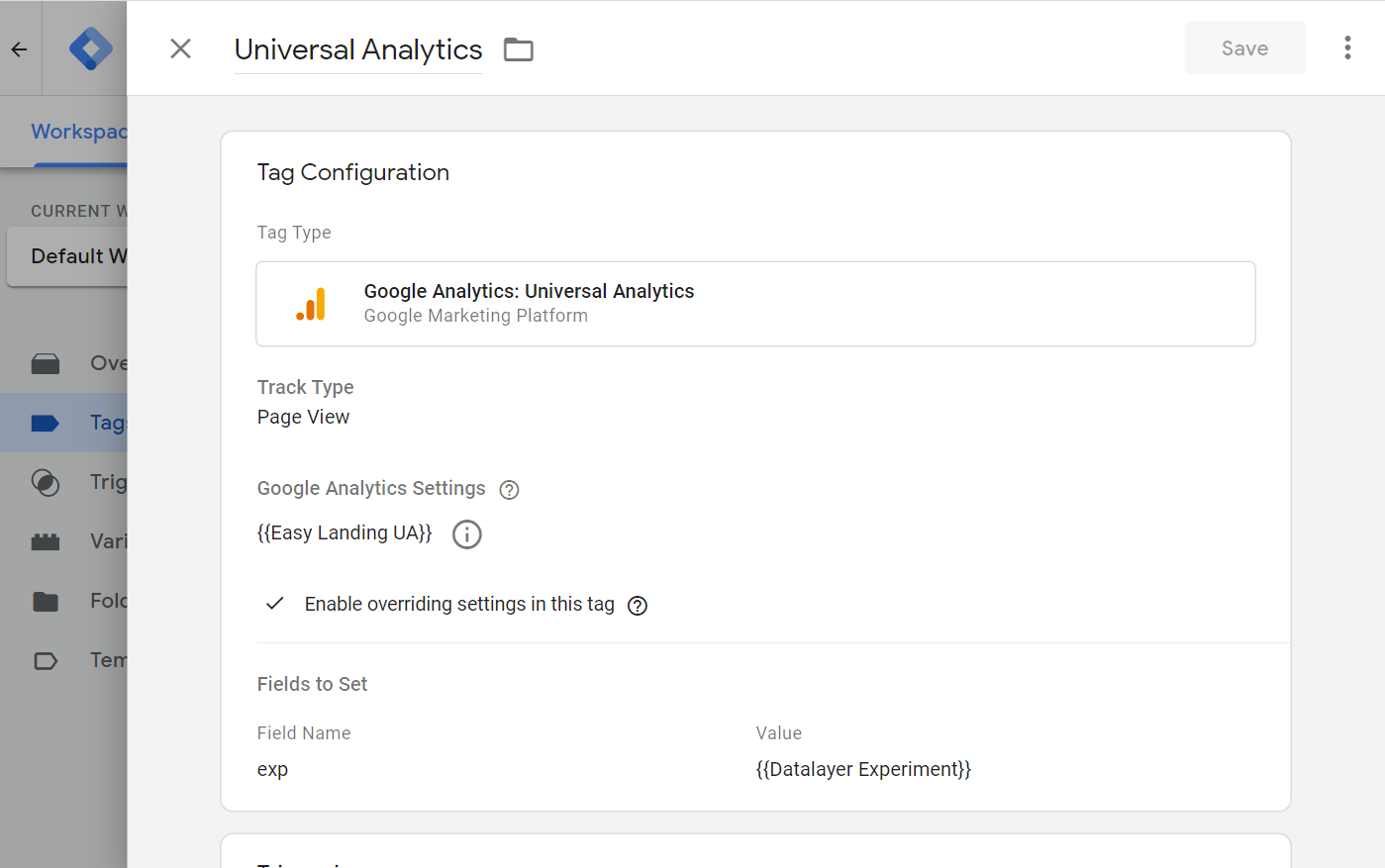 add the experiment attribute to Google Analytics tag in GTM